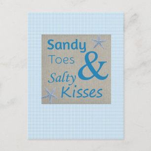 Carte Postale Sandy Toits et Salty Kisses Beach Life Citation
