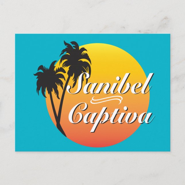 Carte Postale Sanibel Captiva Îles Floride Palmiers élégants (Devant)
