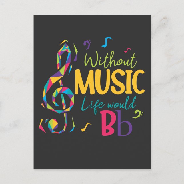 Carte Postale Sans Musique La Vie Serait Plat Clef Notes Musical (Devant)