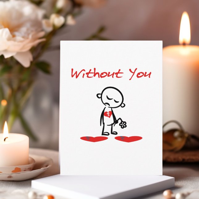Carte Postale Sans Vous Couleur de Saint-Valentin Coeur cassé (Créateur téléchargé)