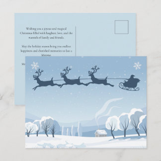 Carte Postale Santa and Reindeer Winter Christmas 