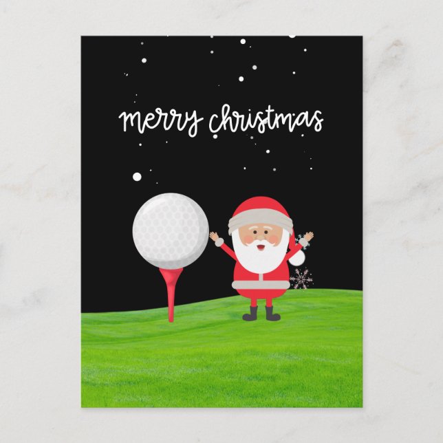 Carte Postale Santa Claus avec balle de golf à Noël (Devant)