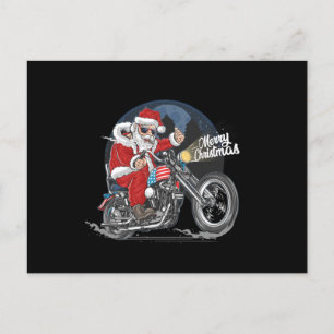Carte Postale Santa Claus Biker US Drapeau Motorcycle Noël Gif