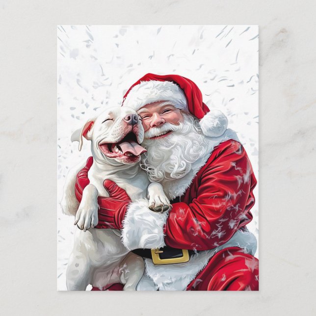 Carte Postale Santa Claus et Pitbull Chien Chien Chien Chien (Devant)