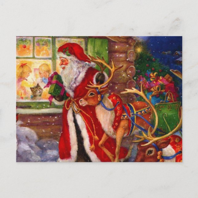 Carte Postale Santa claus et rudolph (Devant)