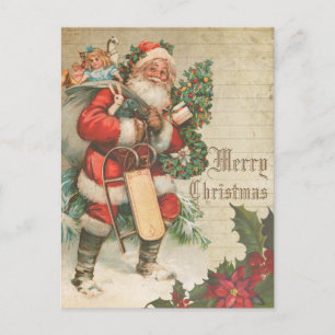 Carte Postale Santa Claus rouge vintage