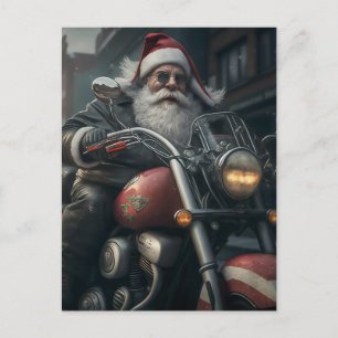 CARTE POSTALE SANTA CLAUS SUR MOTOCYCLE POSTCARD
