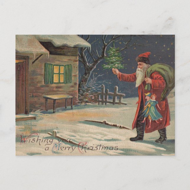 Carte Postale Santa Claus victorien vous souhaite un joyeux Noël (Devant)