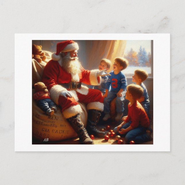 Carte Postale Santa Claus With Joyful Children,  (Devant)