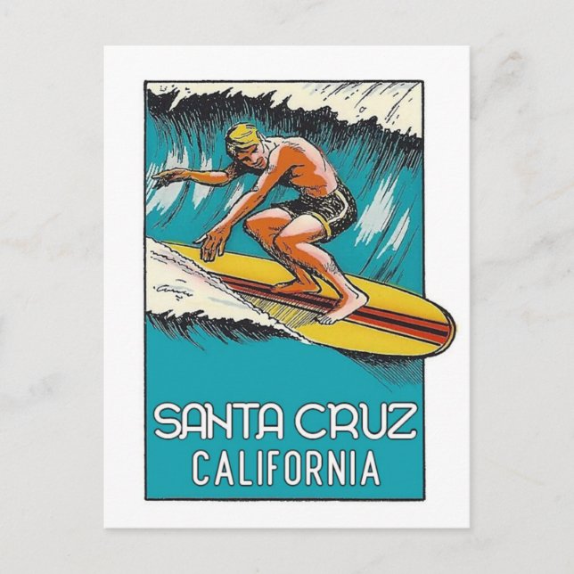 Carte Postale Santa Cruz Californie Surf Vintage Voyage  (Devant)