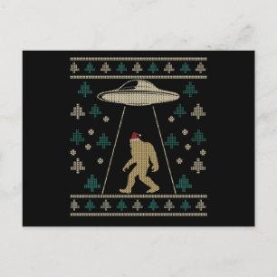Carte Postale Santa hat Bigfoot Alien Ufo Sasquatch