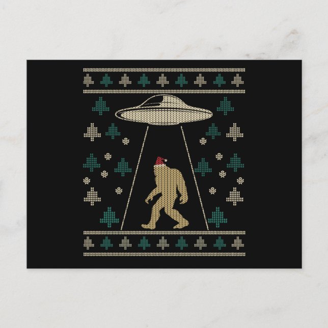 Carte Postale Santa hat Bigfoot Alien Ufo Sasquatch (Devant)