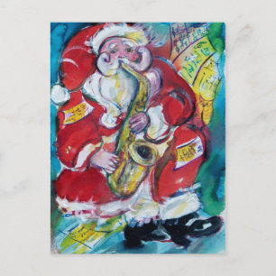 CARTE POSTALE SANTA & SAX, FÊTE DE NOËL