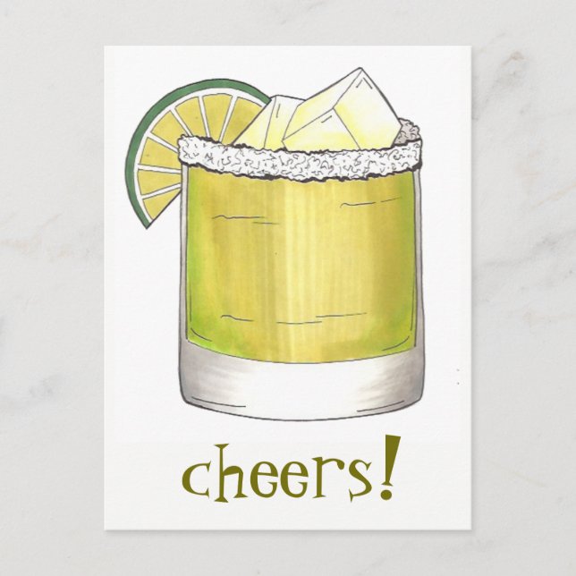 Carte Postale Santé! Célébration Margarita Cocktail Lime Green (Devant)