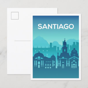 Carte Postale Santiago Chili Art Voyage Illustration