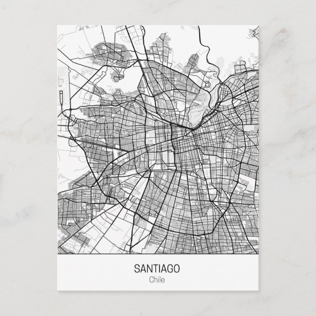 Carte Postale Santiago Chili minimaliste (Devant)