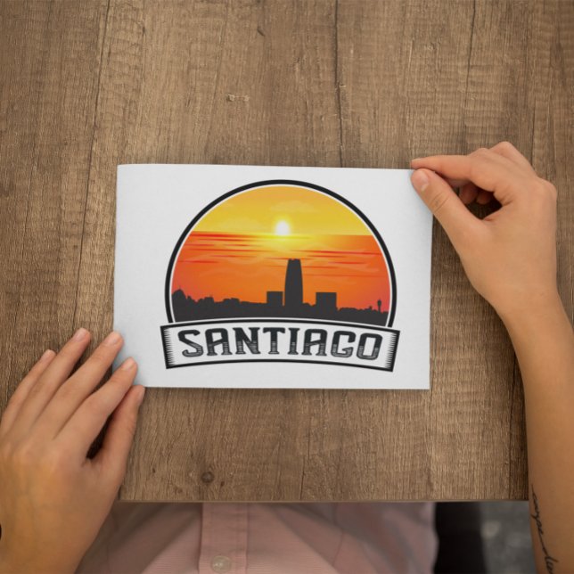 Carte Postale Santiago du Chili Vintage Skyline Sunset (santiago de chile postcard)
