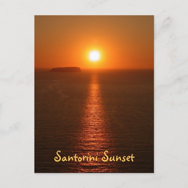 Carte Postale Santorin coucher de soleil avec texte - île grecqu (Devant)