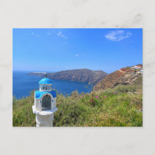 Carte Postale Santorin Grèce Église à dôme bleu