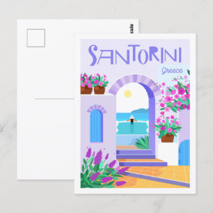 Carte Postale Santorin Grèce Famous Travel Place Illustration