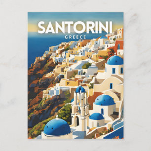 Carte Postale Santorin Grèce Nostalgale Travel Art