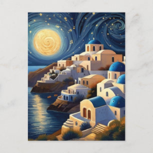 Carte Postale Santorin, Grèce par Lumière de la Lune - Grec Isla