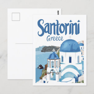 Carte Postale Santorin Grèce Vintage célèbre Travel Place