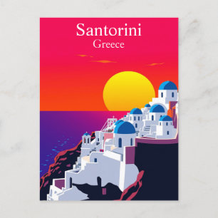 Carte Postale Santorin, Grèce Vintage voyage Ocean Sunset