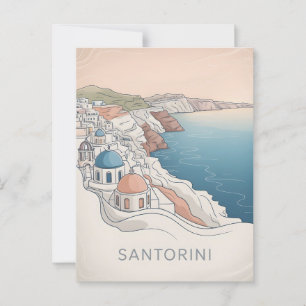 Carte Postale Santorin vintage minimaliste