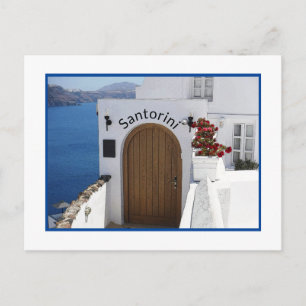 CARTE POSTALE SANTORINI, GRÈCE/ ARCHITECTURE BLANCHE TYPIQUE/MER