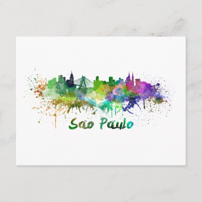 Carte Postale Sao Paulo skyline in watercolor (Devant)