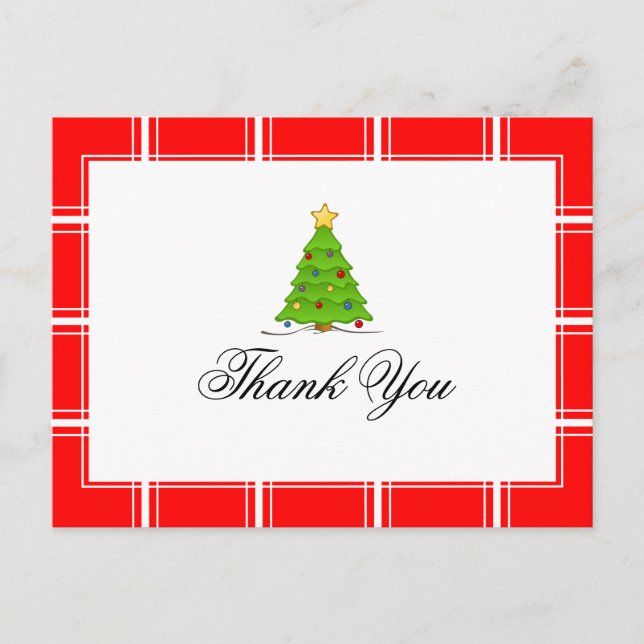 Carte Postale Sapin de Noël Merci Rouge (Devant)