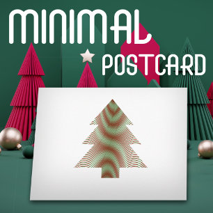 Carte Postale Sapin de Noël Simple - Vert Rouge Blanc - Trippy
