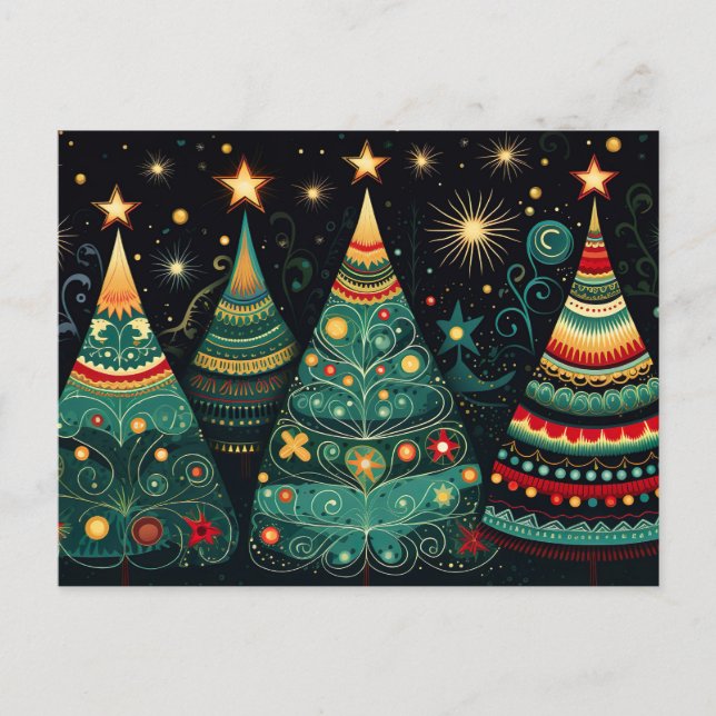 Carte Postale Sapins de Noël élégants (Devant)