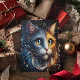Carte Postale Sapphire Gazon : Un Chat Aux Yeux Bleus