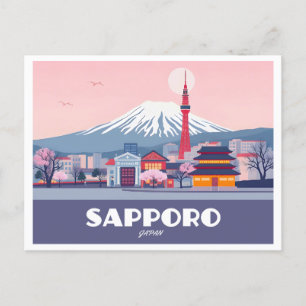 Carte Postale Sapporo Japon Hokkaido Cityscape Pastel Voyage