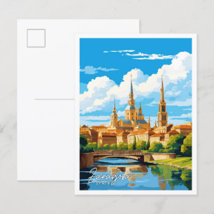 Carte Postale Saragosse Espagne Illustration de voyage artisanal