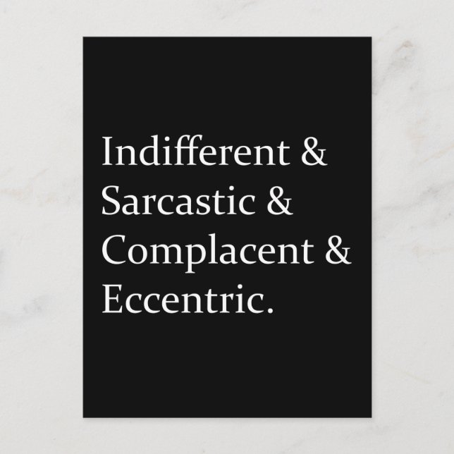 Carte Postale Sarcastic Funny List Design (Devant)