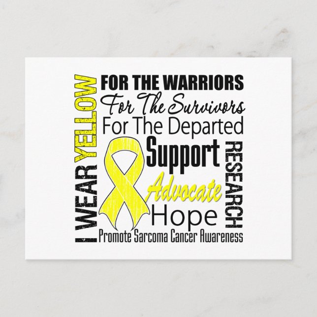 Carte Postale Sarcome Cancer Je Porte Jaune Ribbon TRIBUT (Devant)