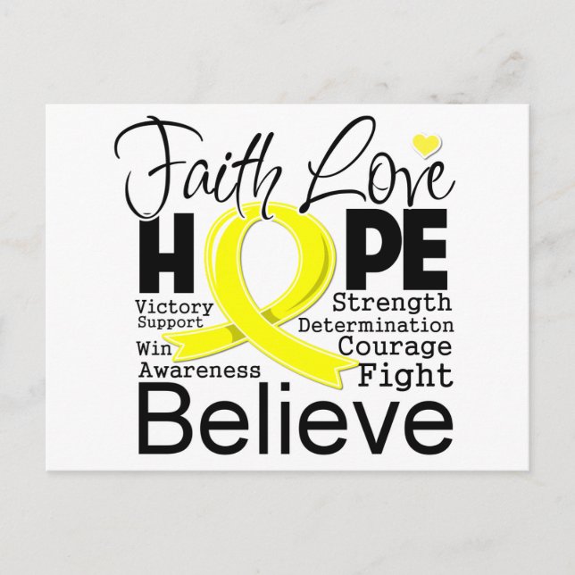 Carte Postale Sarcome Cancer Typographie Foi Amour Espoir (Devant)