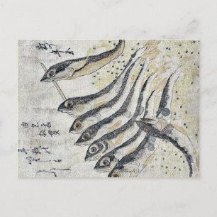 Carte Postale Sardines par Teisai, Hokuba Ukiyoe