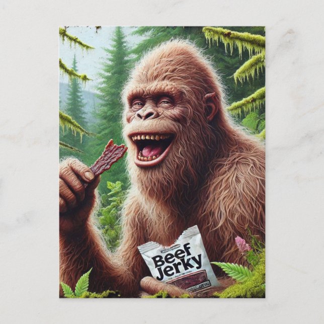 Carte Postale Sasquatch dans une forêt humide (Devant)