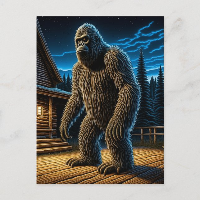 Carte Postale Sasquatch devant le Cabine en bois (Devant)
