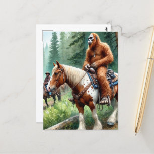 Carte Postale Sasquatch Dirige Un Cheval