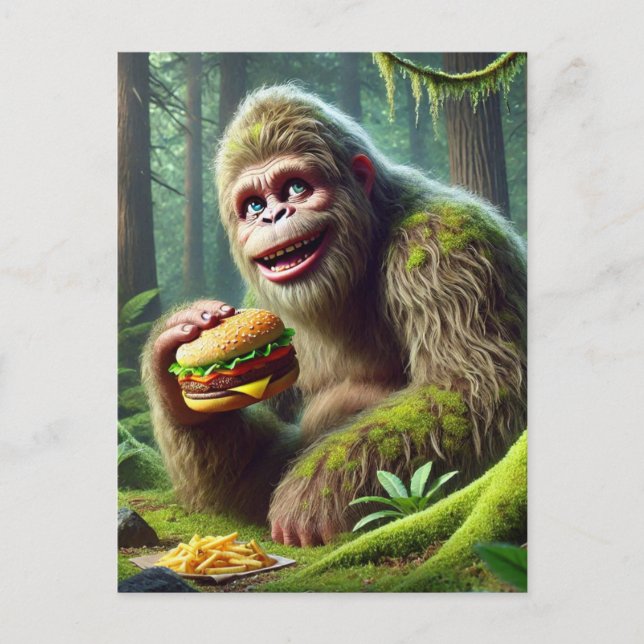 Carte Postale Sasquatch et la forêt de Cheesburger et Fries (Devant)