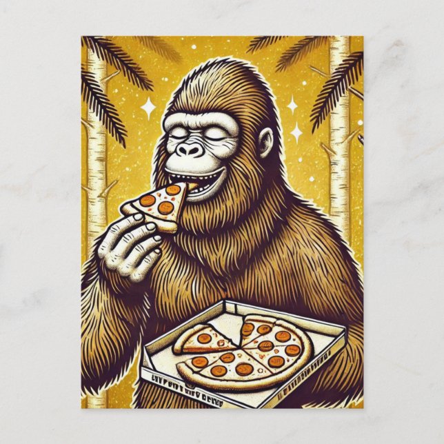 Carte Postale Sasquatch et la pizza (Devant)