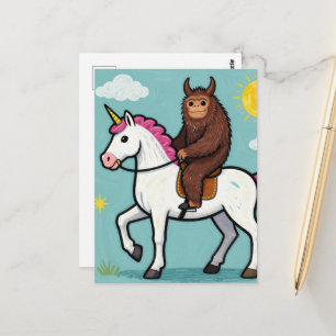 Carte Postale Sasquatch et une licorne