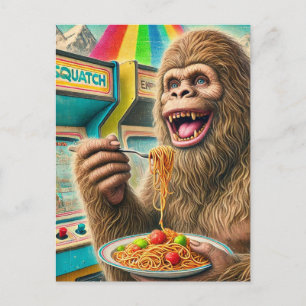 Carte Postale Sasquatch mange des spaghetti