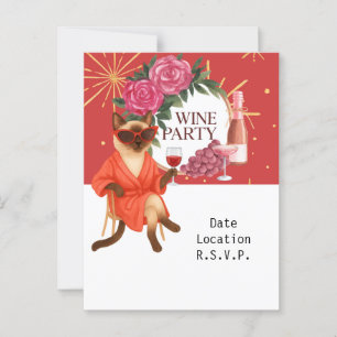 Carte Postale Sassy Siamese Chat à boire pour l'invitation de la