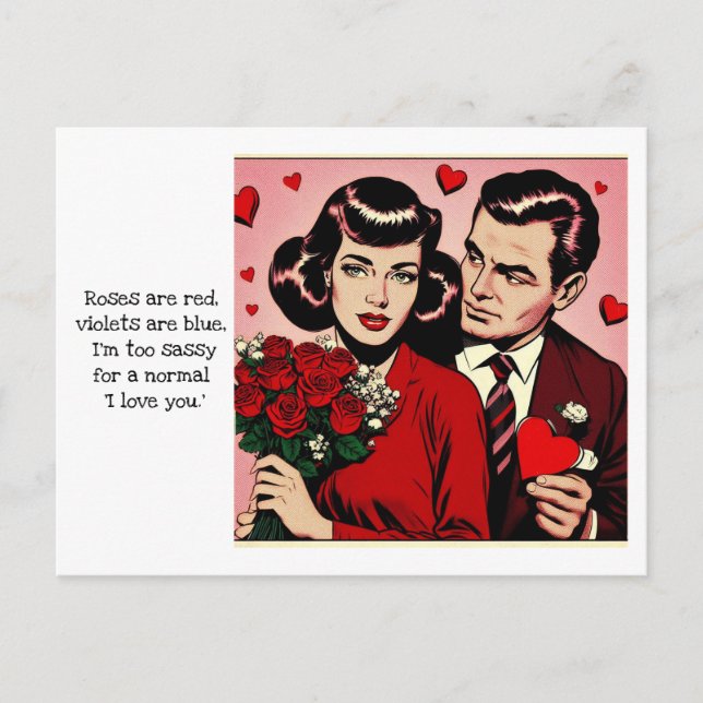 Carte Postale Sassy Vintage Comic Valentine avec citation (Devant)